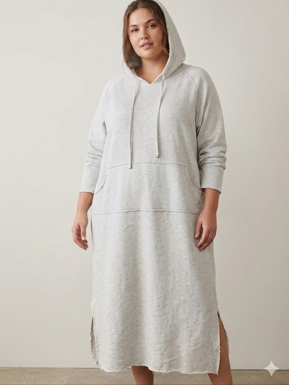 Nadya Toto Long Sleeve Light Gray Hoodie Dress